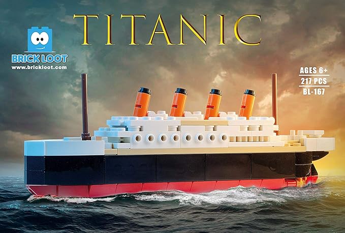 Brick Loot Titanic Building Set – 217-Piece Lego Compatible Ship Model Kit, DIY Mini Bricks 3D Puzzle STEM Toy for Adults & Kids, Collectible Display Gift (Medium)