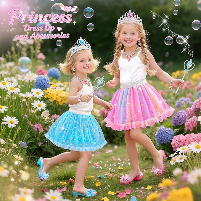 Princess Dress Up Shoes for Little Girls 3-6，Kids Pretend Play Clothes for Toddlers with Tutu,Shoes and Accessories,Christmas Thanksgaving Birthday Gift Toys