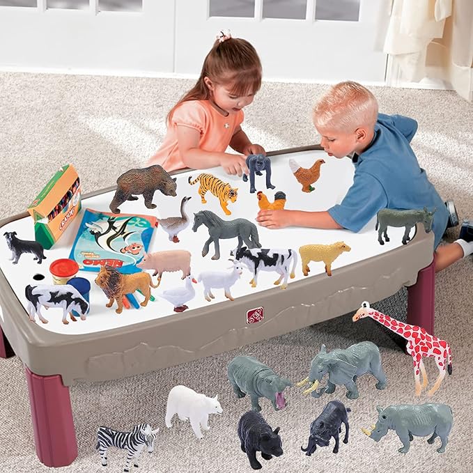 24PCS Animals Figures,Realistic Jungle Animal Figurines,Mini Farm Plastic Safari Animal Figures Set,Wild Zoo Animals Learning Educational Toys Cake Toppers Birthday Gift