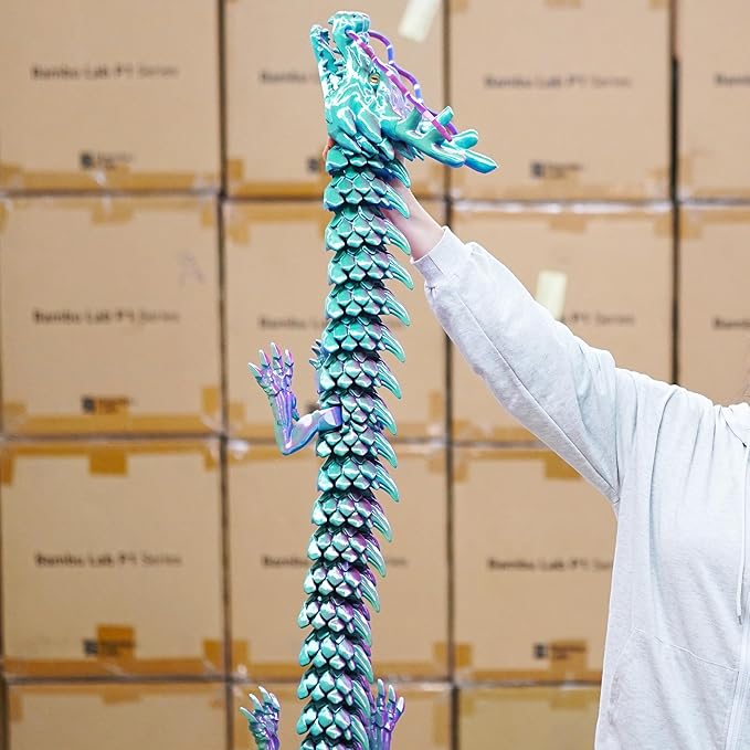 79inch Huge Dragon,Super Large 3D Printed Dragon Model,Movable Mouth,Flexible Joint Animals lacertid Figurines, Stress Relief Toys, Fidget restlessness, ADHD Toys, Surprise Fantasy Gifts