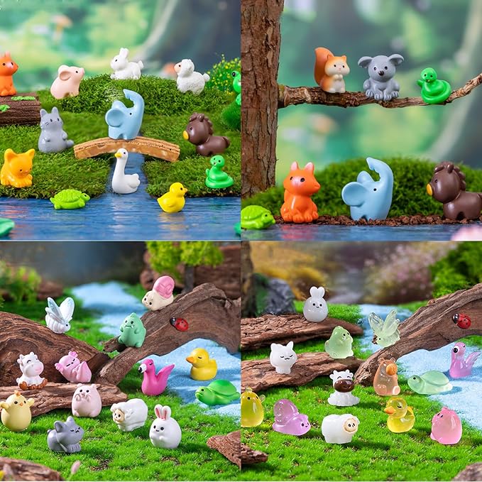 43pcs Mini Resin Animal 43 Styles Tiny Resin Animals Miniature Little Small Animal Figures for Fairy Garden Accessories, Dollhouse Decorations, DIY Miniature Scenes, Birthday Party Favors