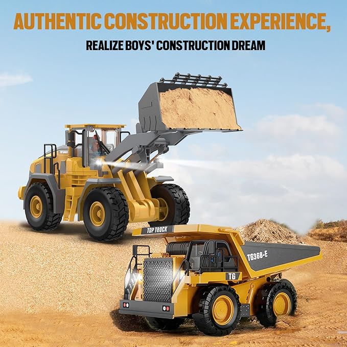 Metal RC Wheel Loader Toy | 9-Channel Remote Control Construction Truck with Realistic Lights & Sounds, 1:20 Scale Rechargeable Vehicle for Boys Ages 3-12, STEM Engineering Gift for Kids 2025