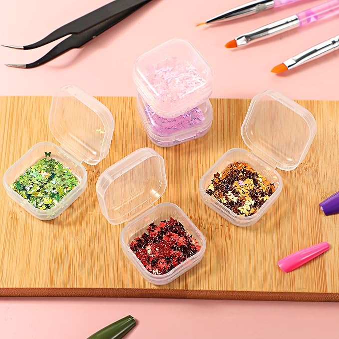 6 Pieces Mini Plastic Clear Beads Storage Containers Box for Collecting Small Items, Beads, Jewelry, Business Cards, Game Pieces, Crafts (1.37 x 1.37 x 0.7 Inch)