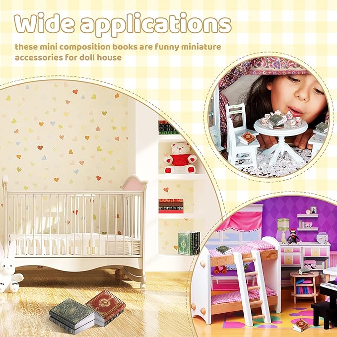 30 Pieces 1:12 Scale Miniatures Dollhouse Books Assorted Timeless Miniatures Books Mini Dollhouse Model Accessories Toy Supplies for Boys Girls Doll Houses(Vintage Style)