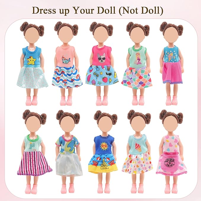 Mini 6 inch Doll Clothes and Accessories Set for Chelsea Dolls, Including 14 Fashion Doll Clothes 5 Hangers 4 Shoes 2 Glasses 2 Comb 1 Luggage 1 Earphone for 5.3 - 6 Inch Dolls(Doll not Including)