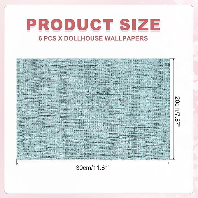 uxcell 6 Sheets Miniature Dollhouse Wallpaper, Linen Texture Self-Adhesive PVC Flooring Wall, Mini Wall Decor for Dollhouse Sand Table Model Accessories 11.81 x 7.87 Inch (Dark Blue)