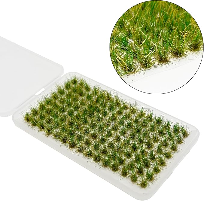 Woohome 120 PCS Bushy Tufts Static Grass Tuft Model Grass Tuft for DIY Miniature Train Landscape Terrain Railway Scenery Decorations, Green