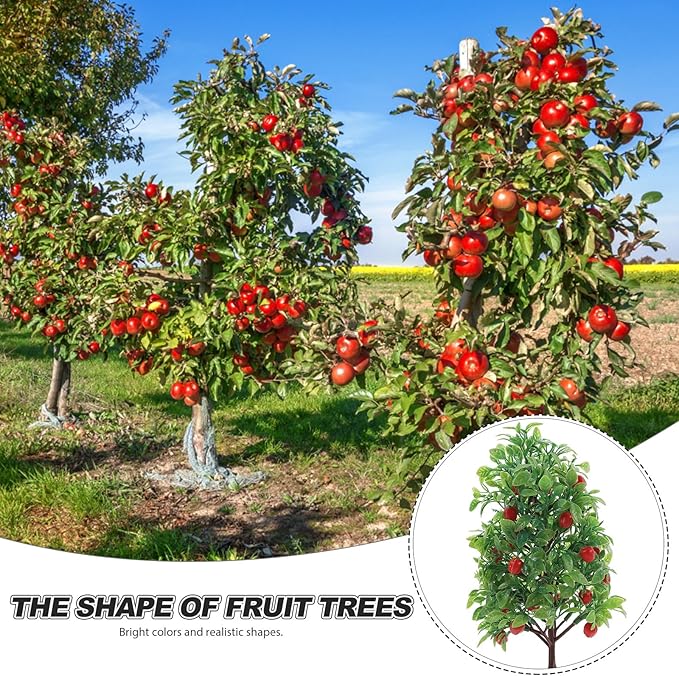 2Pcs Artificial Apple Tree Model - Miniature Fruit Trees for Micro Landscape, Dollhouse, Sand Table Scenery Decor