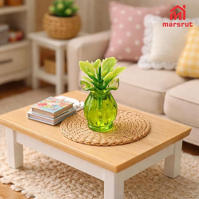 8Pcs Miniature Plants for Dollhouse 1/12 Scale, Mini Flower Pots and Glass Vases Bulk Set, Tiny Potted Succulent Buds Accessories for, Micro Landscape, Garden, DIY Crafts, Table Festival Decoration
