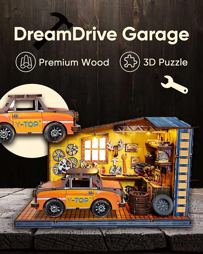 DIY Miniature House Kit – Mini House Book Nook Kit Bookend Bookcase Craft Bookshelf Home Decor with LED Light Christmas Birthday for Adults Beginners(Dream Repair Factory)