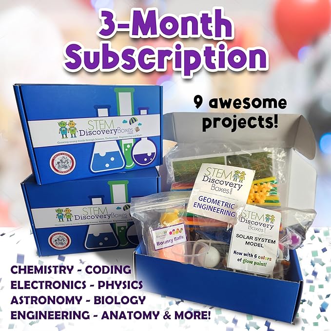3-Month STEM Science Kit for Kids Ages 7–12 | 3 Hands-On Projects per Box | Educational Science & Engineering Activities | Ships Monthly