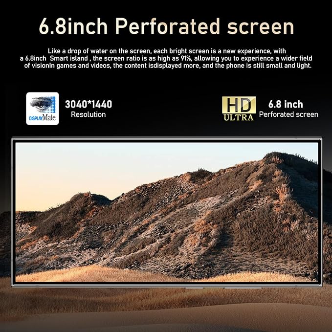 BAOWU I24 Ultra 5G Unlocked Phones, Built in Pen, Smartphone Battery 6800mAh 6.8" HD Screen Unlocked Cell Phone, 16+512GB Android14 with 128G Memory Card, Face ID/Fingerprint Lock/GPS (Blue)