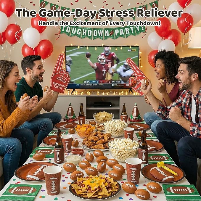 LovesTown Mini Football Party Favors, 28PCS Squeeze Toys Foam Football Stress Balls 2.2 Inch Party Supplies for Kids Birthday Home Decorations
