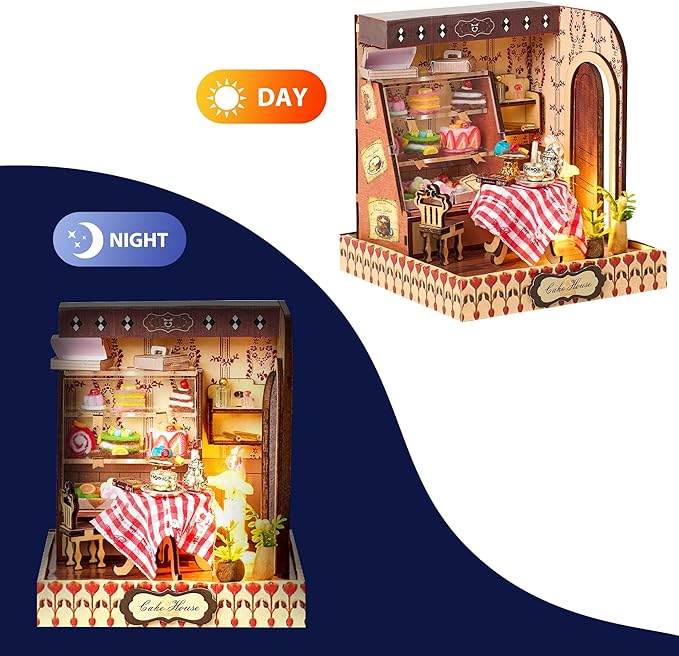 BenBen DIY Miniature House Kit, Cake Shop Model Craft Kits, Furniture, Mini Doll House Building Kit for Adults, Teens, Tiny Dollhouse Diorama for Stress Relief, Home Décor