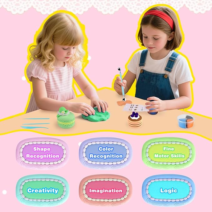 Air Dry Clay Kit, 12 Cakes Modeling Clay for Kids, Model Magic with Sculpting Tools and Tutorials, Safe & Non-Toxic, DIY Arts & Crafts School Projects, Home Party Favors for Boys & Girls