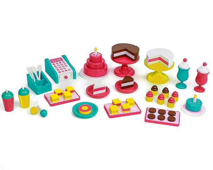 Playtime by Eimmie 18 Inch Doll Furniture Bakery Set - Wooden Playset with Baking Accessories, Fits American, Generation, My Life & Similar 14”-18” Dolls