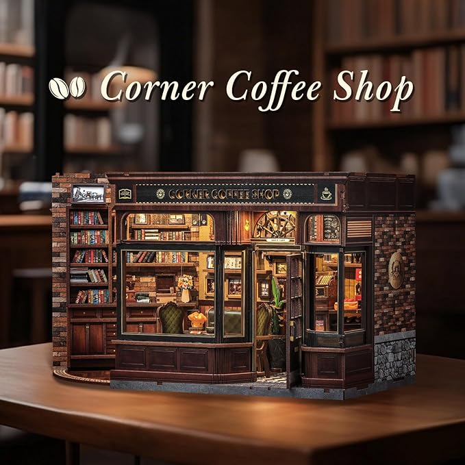 CUTEBEE Book Nook Kit, DIY Miniature House Kits for Adult and Teens, Decorative Bookend with LED, 3D Wooden Puzzle, Mini Booknook Tiny House Model Building Kit, DIY Crafts Hobbies Gifts