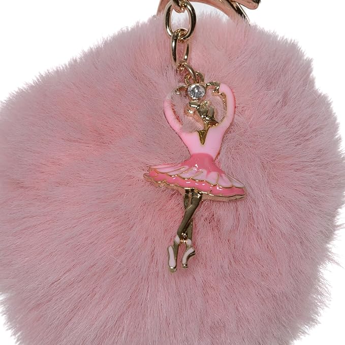 Dreams and Whispers Faux Fur Ball Pom Pom Key Chain Ring for Women Bag Pendant