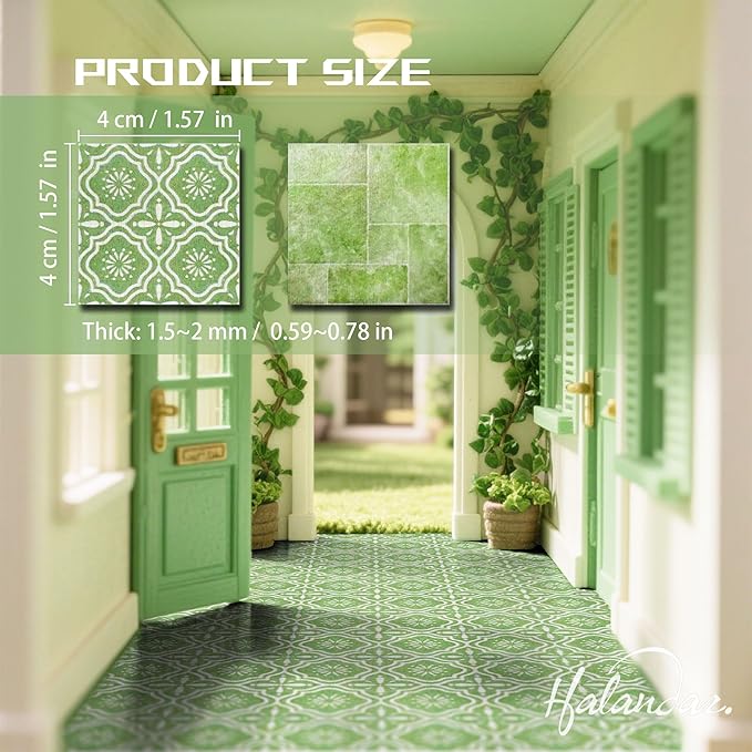 Dollhouse Flooring Tiles on 1/12 1/6 Scale Miniature Decor Accessories 32pcs Double-Sided