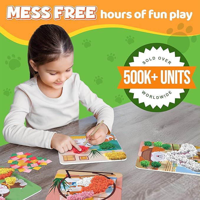jackinthebox Poke Poke Art – Pets Theme, Mess-Free Fabric Art and Craft, Flower Pressing Kits, Gift for Kids, Girl Gifts, Boy Gift, Toys for Girls and Boys Ages 4 5 6 7 8