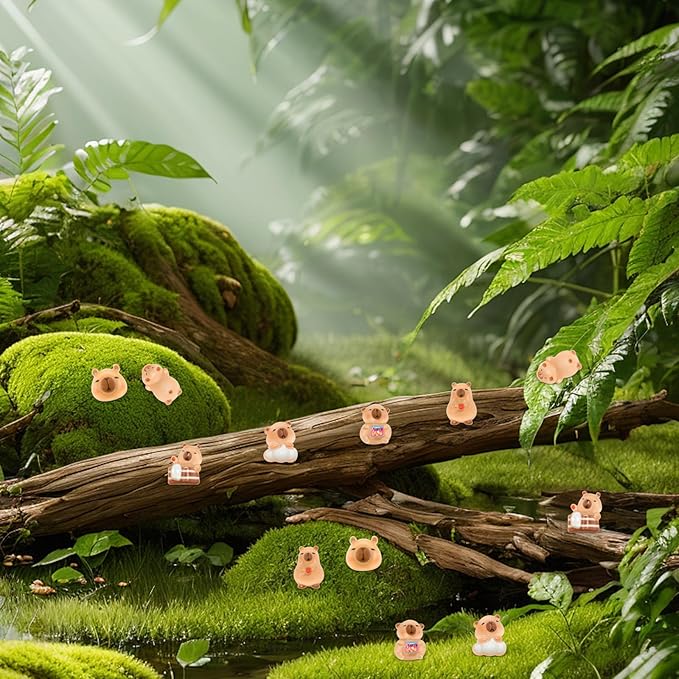 100 Pieces Tiny Capybara for Dollhouse Miniatures Resin Animals for Crafts Mini Capybara for Fairy Garden Micro Landscaping Decoration