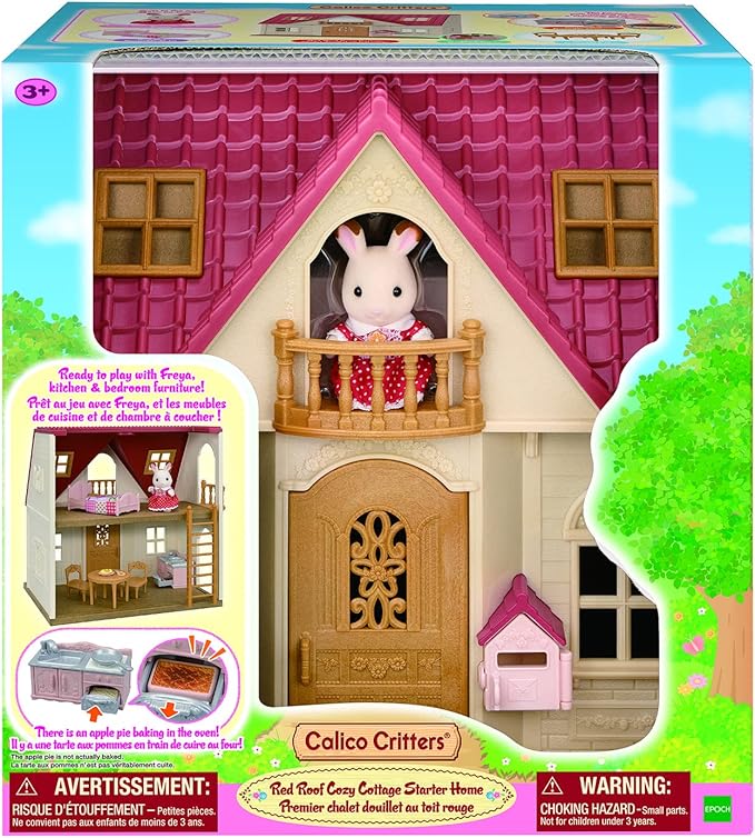 Calico Critters Red Roof Cozy Cottage Dollhouse Playset with Figure, Furniture and Accessories
