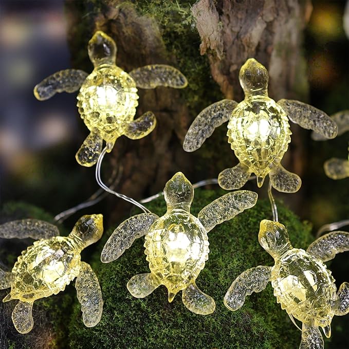 JASHIKA Sea Turtle Fairy Lights Ocean Theme String Lights Indoor-Cute Beach Light USB Plug in & Battery Operated 10ft 30 LEDs with Remote Control- Decorative Lights for Christmas Tree Bedroom Camping