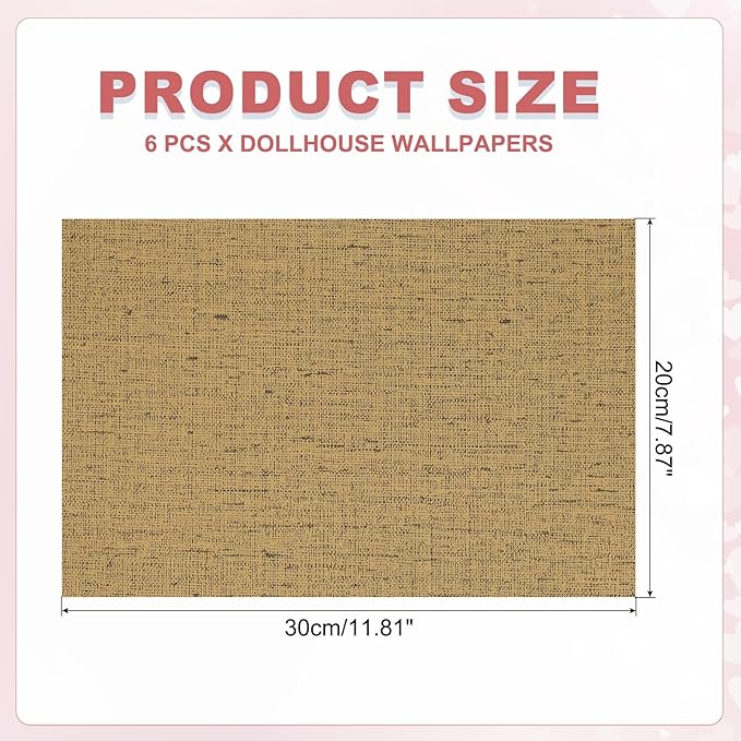 uxcell 6 Sheets Miniature Dollhouse Wallpaper, Linen Texture Self-Adhesive PVC Flooring Wall, Mini Wall Decor for Dollhouse Sand Table Model Accessories 11.81 x 7.87 Inch (Coffee)