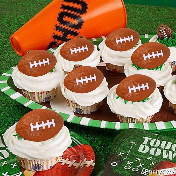 Rsstarxi 12 Pack 3D Football Cupcake Toppers Rugby Ball Footbal Cake Toppers Decorations for Sports Football Theme Baby Shower Kids Birthday Party Cake Decorations