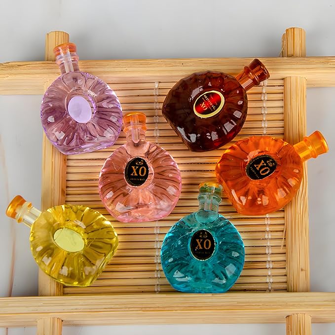 20-Pieces Miniature Toy Food & XO Wine Bottles Set – 6 Color Options, Dollhouse Drink Accessories for Mini Bar, Tabletop Décor, and DIY Craft Projects (Random Selection)