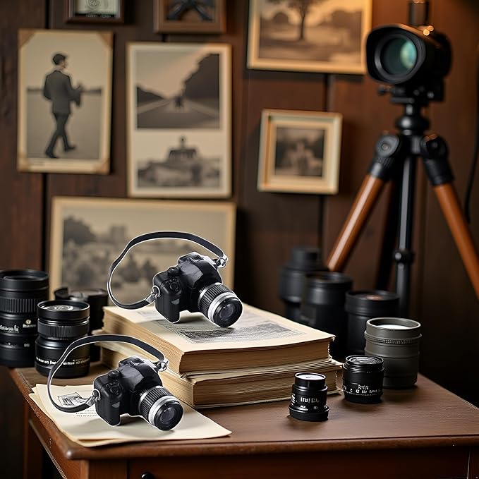 2Pcs 1:4 Scale Mini Camera Prop Ornament Vintage Camera Model, Miniature Digital Camera Mini Decoration Accessories Photography Props Ornament