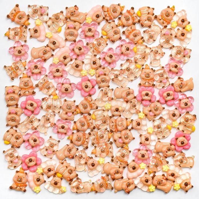 100 Pieces Tiny Flower Capybara for Dollhouse Miniatures Resin Animals for Crafts Mini Capybara for Fairy Garden Micro Landscaping Decoration