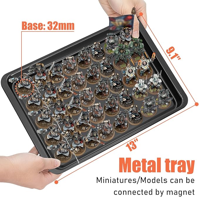Miniature Storage Case for Collectibles, Miniature Display Cases with Magnetic Door and 6 Trays, Clear View Miniatures Transport Case (Black)