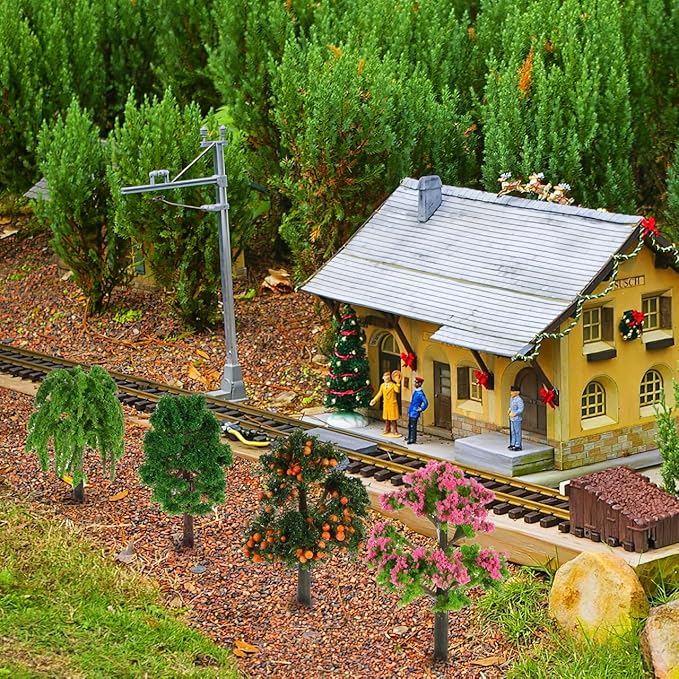 TOPPERFUN 12Pcs Miniature Model Trees Set 3.34In Small Fake Trees for Train Scenery DIY Craft Decorations Architectural Model Landscaping Accessories