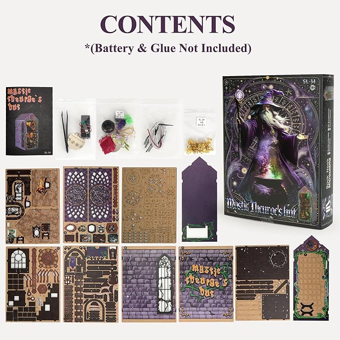 BenBen Book Nook Kit - DIY Miniature House Kit for Adults, Teens, Dollhouse Booknook Tiny House, Bookshelf Decor 3D Wooden Puzzle, Gifts for Family and Friends (Mystic Theurge's Hut)