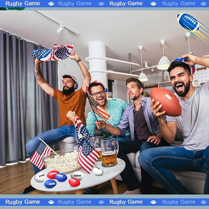 Blulu 30 Pack Mini Foam Football 2.17" Mini Football Party Favor Stress Ball Bulk Small Foam Sports Valentines Ball for Birthday Carnival Reward Party Bag Gift Filler(Red, Blue, White)