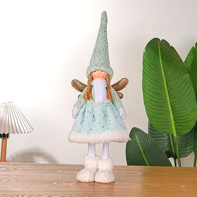 Dedrian11 Christmas Decor Handcrafted Fabric Angel Doll, Festive Elf Figurine with Whimsical Charm,Ornament & Gift for Women, Christmas Tree Decor & Home Accent (Mint Blue)