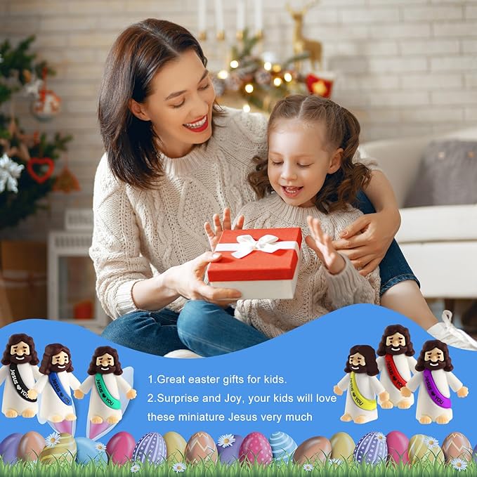 300 Pcs Mini Jesus Figurines in Bulk – Little Jesus Figures, Original Design, Hide and Seek Toys, Sunday Religious Party Favors, Easter Egg Stuffers, (Multicolor)