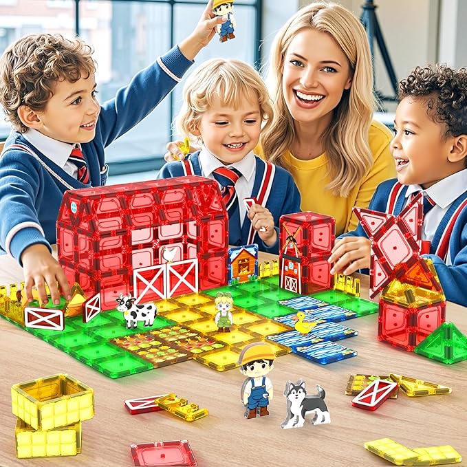 42PCS Magnetic Tiles Farm Animals Toddler Toys, STEM Magnet Building Blocks for Kids Ages 3-5 4-8 5-7, Preschool Montessori Sensory Toys Gifts for 3 Year Old Boys & Girls