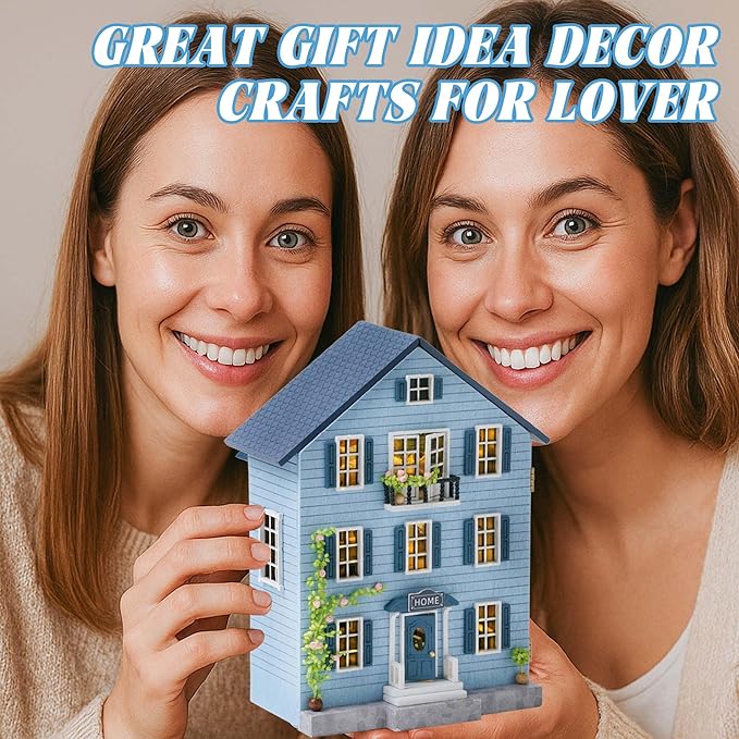 Kisoy Romantic and Cute Dollhouse Miniature DIY House Kit Creative Room Perfect DIY Gift for Friends, Lovers and Families (Molan House)