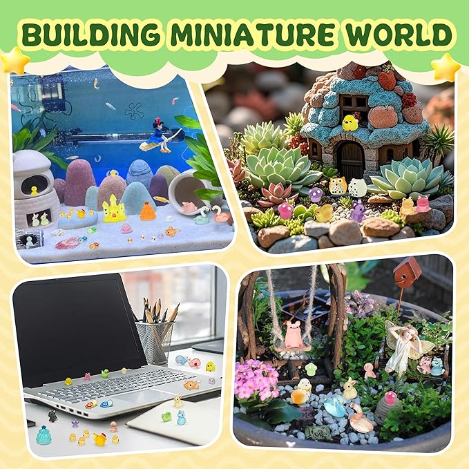 Tardigrade 100pcs Luminous Mini Resin Animals, Tiny Mini Animal Figures to Hide, Miniature Figurines Glow in The Dark Variety Micro Landscape for Potted Plants Garden Aquariums Dollhouse Gift Package