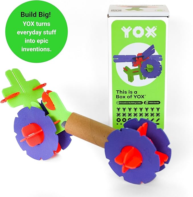 Box of YOX, Creative Educational Building & Construction STEM Toy Set for Kids, Learning Toys for Children Ages 4-10, Boys & Girls Fun Gift, Preschool & Classroom Toys, 50 Parts, Storage Box Included