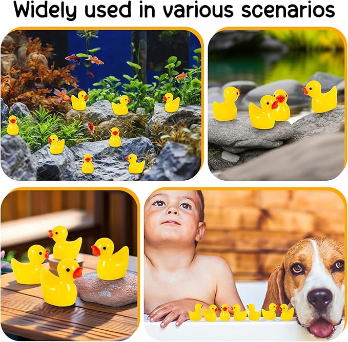 1000Pcs Mini Resin Ducks Bulk Tiny Duck Figurine for Fairy Garden Landscape Aquarium Potted Plant Decoration Prank Game DIY Ornament Party to Hide, Miniature Dollhouse Accessories, Yellow