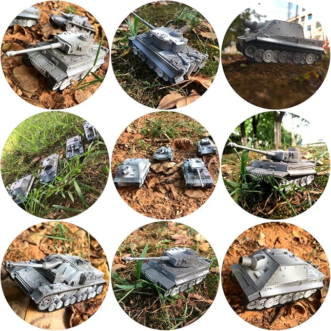 Kvvdi 4 Sets Upgrade 3D Puzzles Plastic Model Toy Tank Kit for Adults, Military Tiger Tank, Premium Scale Model Tanks Kits Collection
