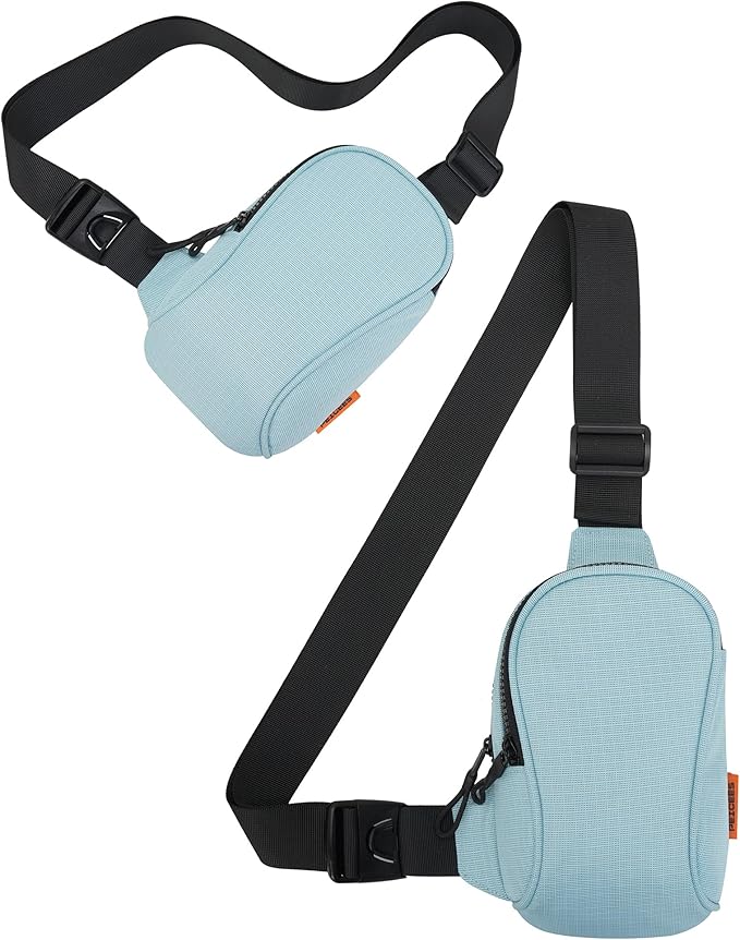 Peicees Sportswear Essentials Small Crossbody Bag for Men Women Mini Sling Bag Travel Running Phone Daypack Cross Body Shoulder Bags, Light Blue