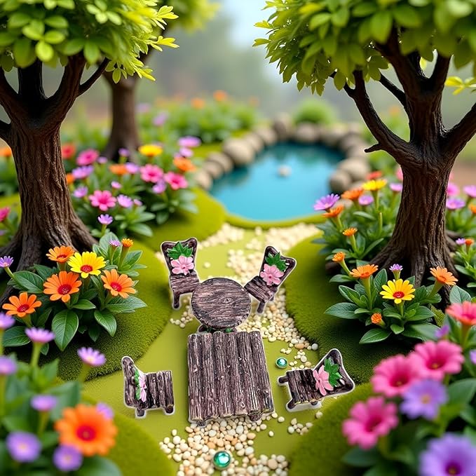 6 Pcs Garden Furniture Ornaments Miniature Table and Chairs Set Village Micro Resin for Dollhouse Accessories Home Micro Landscape