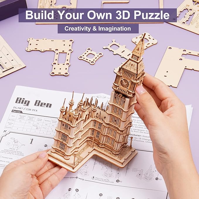 Rowood 3D Puzzles for Adults Wooden Model Kit Adult Craft Kit Gifts for Age 14+ Big Ben