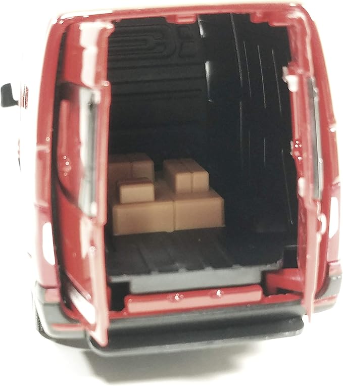 KiNSMART - Mercedes-Benz Sprinter Cargo Van 1:48 O Scale 5" Die Cast Metal Model Toy Van, Pull-Back Action (Red)