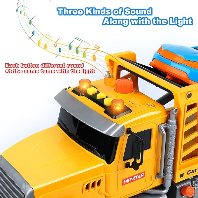 Dwi Dowellin Toy Truck Transport Cars Carrier with Racing Car for Kids Toddlers,Birthday Gifts for Boy Toddler Child 3 4 5 6 Years Old
