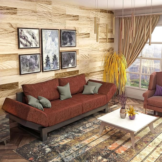 Flutesan 3 Pcs Miniature Dollhouse Wallpaper and Flooring Peel and Stick 1: 12 Scale Self Adhesive Wallpaper DIY Mini Dollhouse Accessories 8.27 x 11.69 Inch(Light Wood)